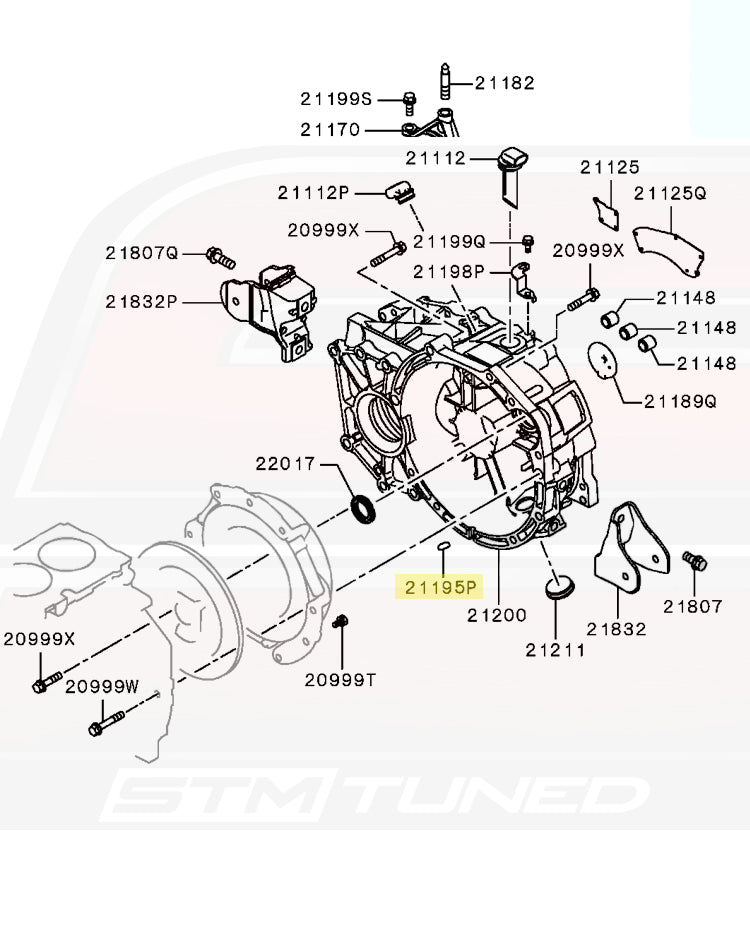 MF665535 Transmission Case Seal Cap Diagram for Evo X 5-Speed GSR