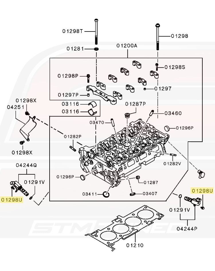 Evo X Cylinder Head Diagram (MF911142 01298U)