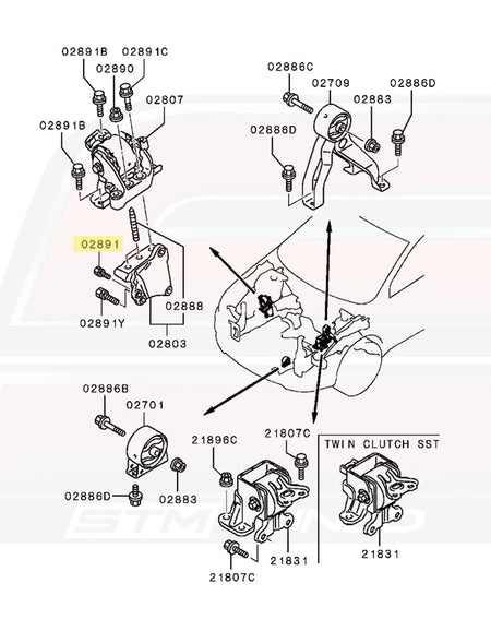 MF911348 02891 Evo X Engine Mount Bracket Bolt