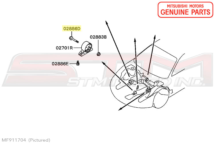 MF911704 Mitsubishi Front Motor Mount Bolt - 1G/2G DSM