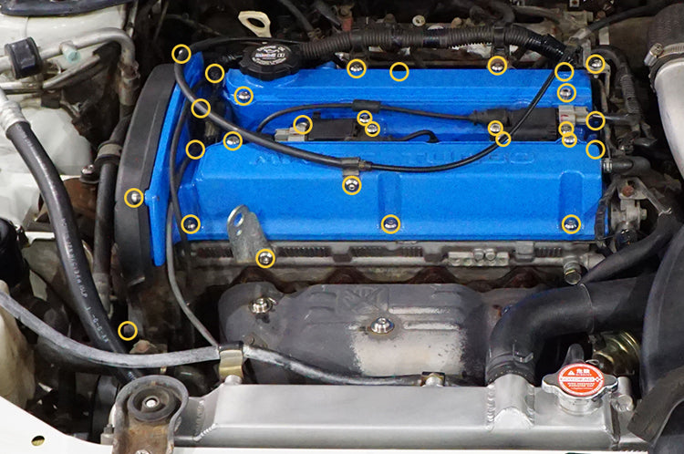 Evo 8/9 Titanium Valve Cover Bolt Kit Stage 2 Installed