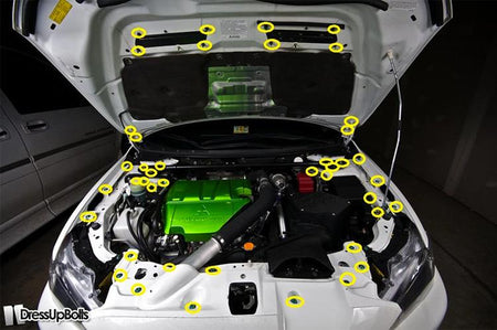 Titanium Engine Bolt Kit for Evo X (MIT-009) Installed Placement