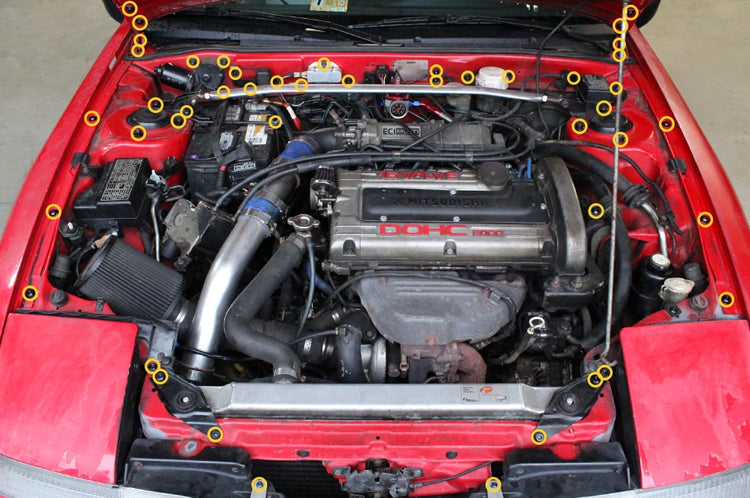 Titanium Engine Bay Bolt Kit Install Diagram for 1G DSM