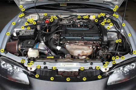 Titanium Engine Bay Bolt Kit for 2G DSM Install Diagram