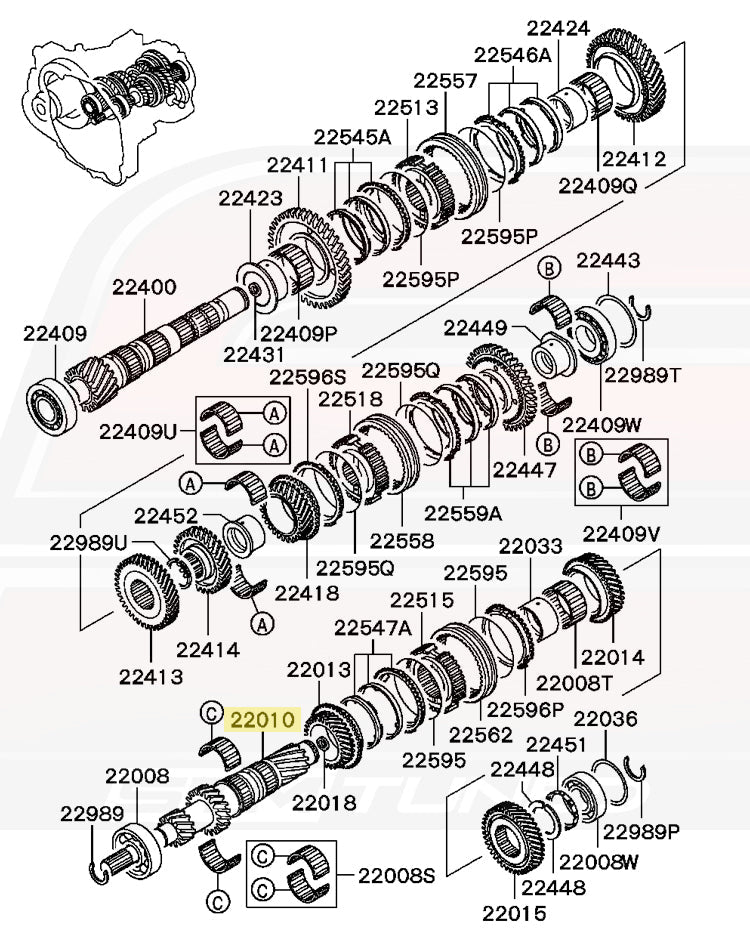 5-Speed Transmission Diagram for Evo 7/8/9