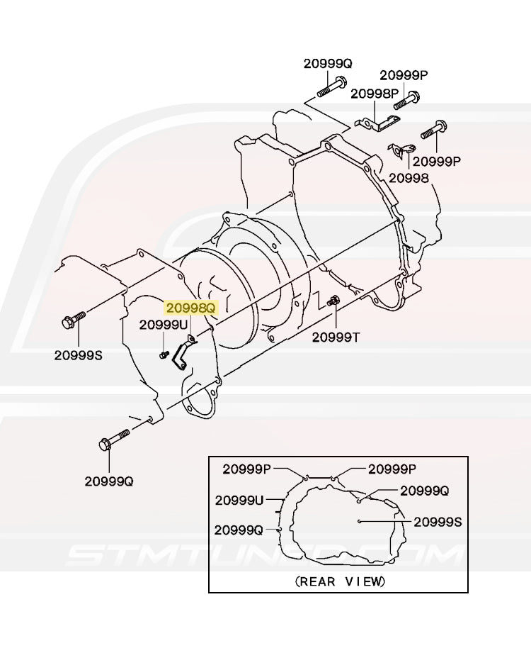 Mitsubishi OEM Transmission Bracket for Evo 8/9 (MN107711)  Image © STM Tuned Inc