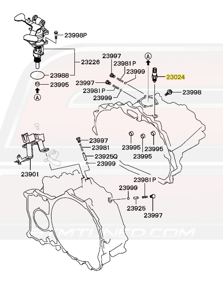 Mitsubishi OEM Back Up Switch (6-Speed) for Evo 8/9 MR (MN132387)  Image © STM Tuned Inc