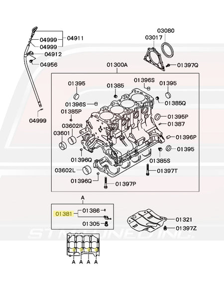 Mitsubishi OEM Oil Jet Squirter Diagram for Evolution 8 9