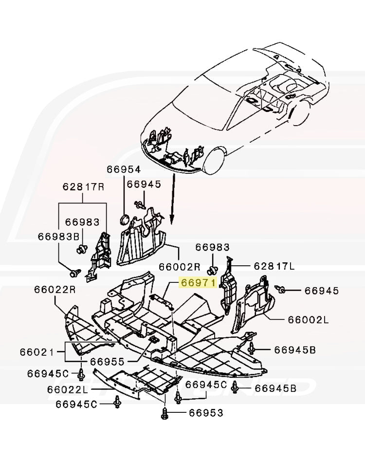 Mitsubishi OEM Under Tray Bracket for Evo 8/9 (MN159876)