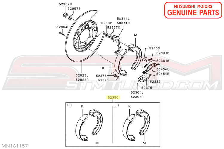 MN161157 Mitsubishi Rear E-Brake Shoes - Evo X
