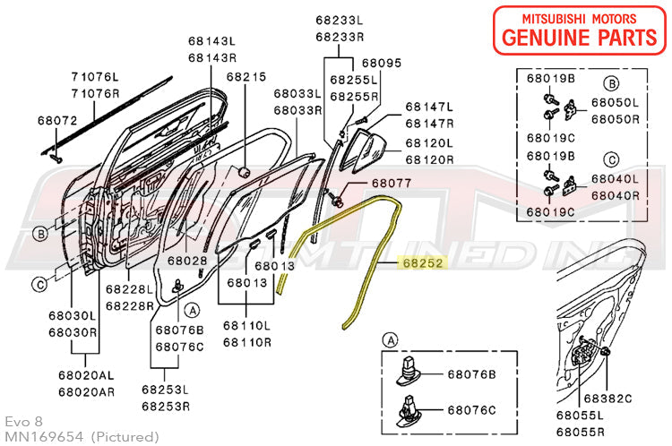 Mitsubishi Door Seal Weatherstripping - Evo 7/8/9