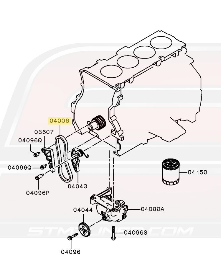 MN183896 Mitsubishi OEM Oil Pump Chain Diagram for Evo X