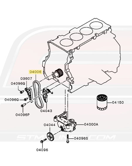 MN183896 Mitsubishi OEM Oil Pump Chain Diagram for Evo X