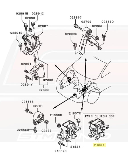 Mitsubishi OEM Transmission Mount for Evo X SST MR (MN184329)