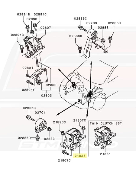 Mitsubishi OEM Transmission Mount for Evo X 5-Speed (MN184343)