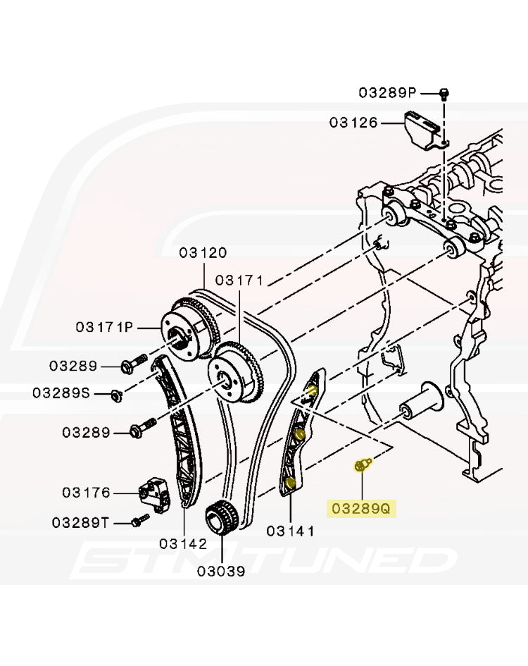 Mitsubishi OEM Timing Chain Guide Bolt (Loose Side) for Evo X (MN187029)