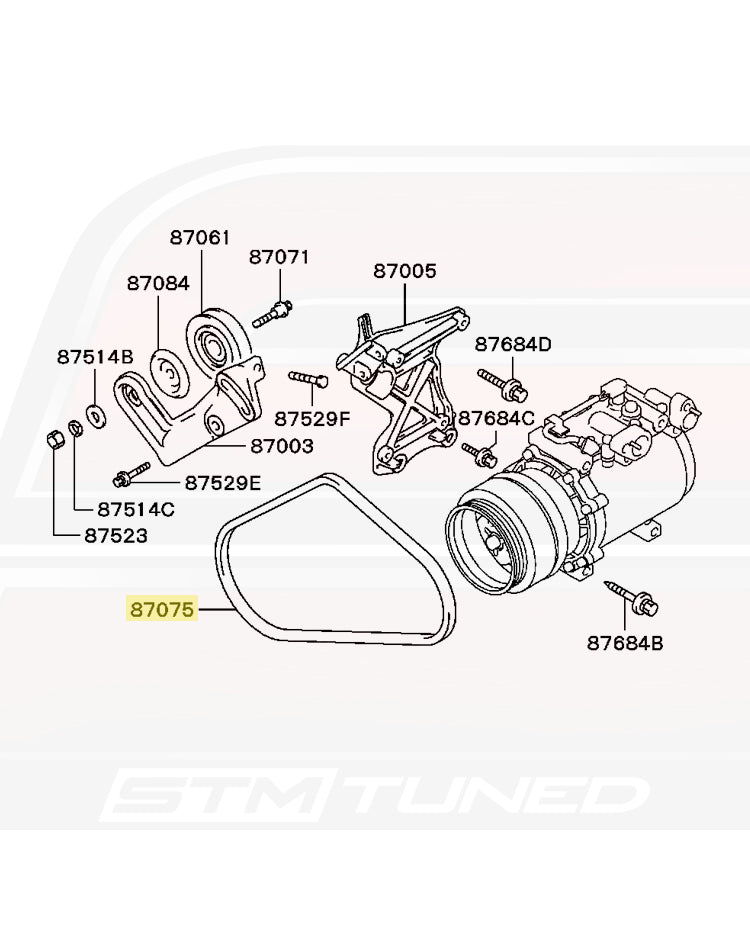 Mitsubishi OEM A/C Belt Diagram for 2G DSM (MR148271)