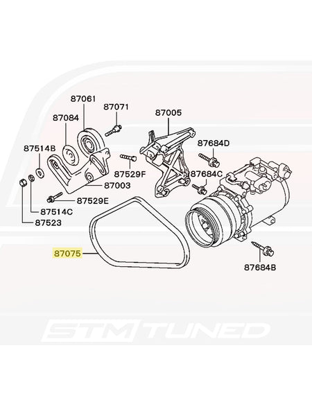 Mitsubishi OEM A/C Belt Diagram for 2G DSM (MR148271)