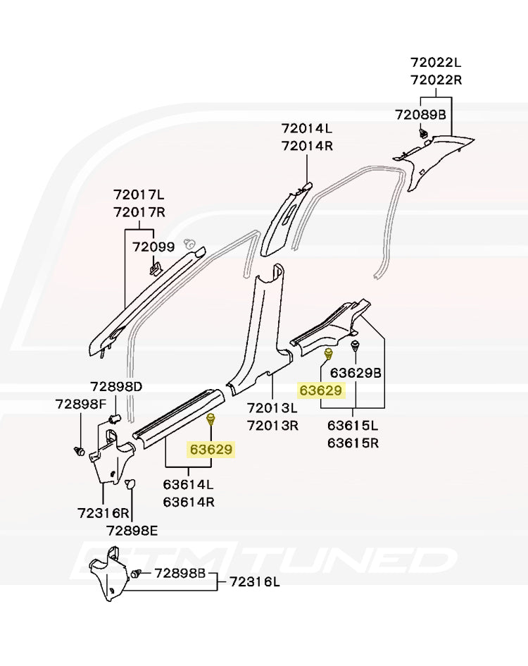 Mitsubishi OEM Kick Panel Clip for Evo 7/8/9 (MR522027)