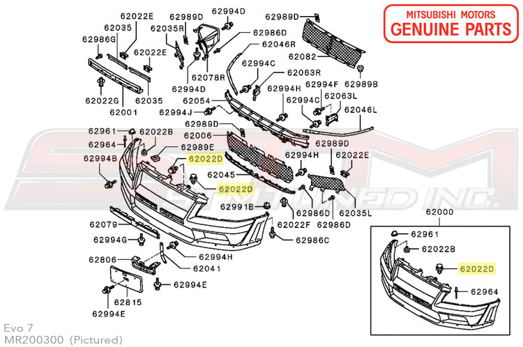 Mitsubishi Front Bumper Clips (MR200300) - Evo 7/8/9/X