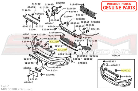 Mitsubishi Front Bumper Clips (MR200300) - Evo 7/8/9/X