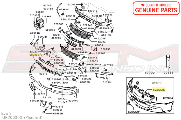 Mitsubishi Front Bumper Clips (MR200300) - Evo 7/8/9/X