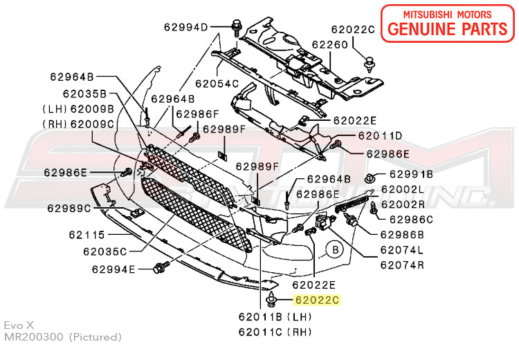 Mitsubishi Front Bumper Clips (MR200300) - Evo 7/8/9/X