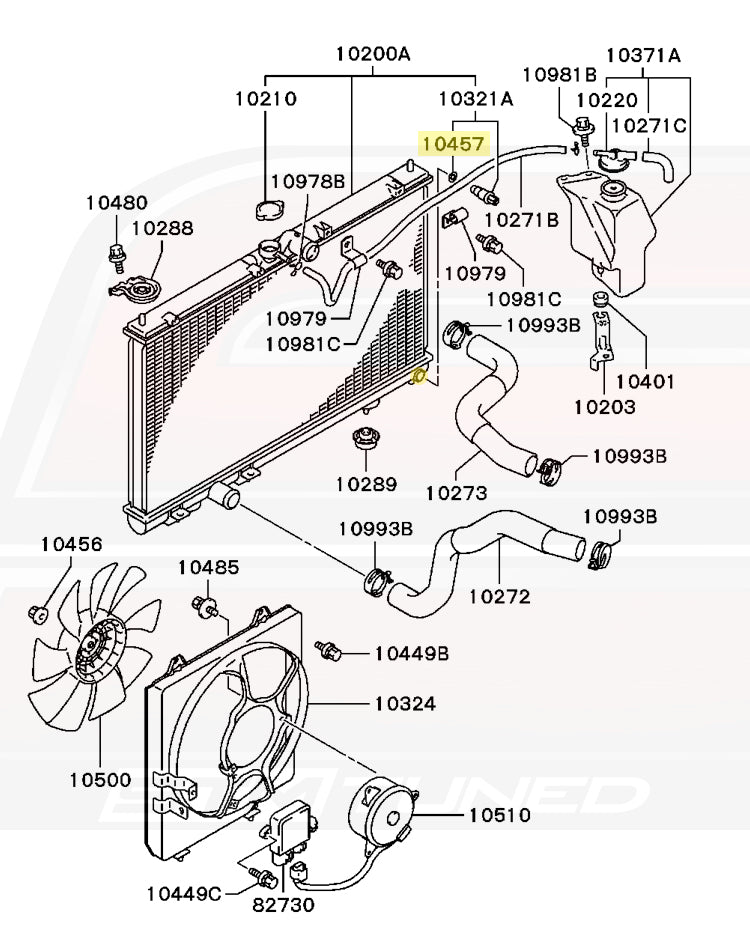 MR212315 Mitsubishi OEM Radiator Drain Plug O-Ring  (Evo 7/8/9 Diagram)