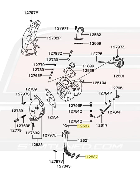 1G DSM Turbo Oil Return Line Gasket Diagram