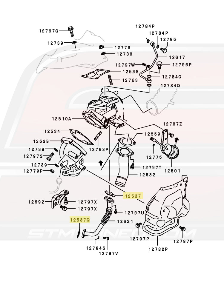 Evo 7/8/9 CT9A Turbo Oil Return Line Gasket Diagram
