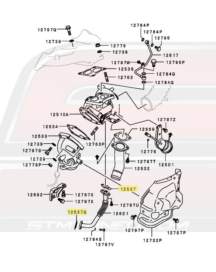 Evo 7/8/9 CT9A Turbo Oil Return Line Gasket Diagram
