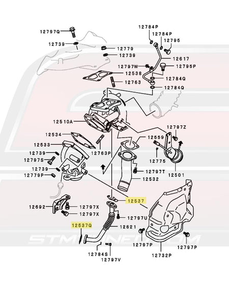 Evo 7/8/9 CT9A Turbo Oil Return Line Gasket Diagram