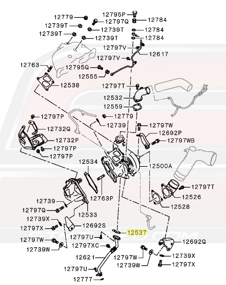Evo X Turbo Oil Return Line Gasket Diagram