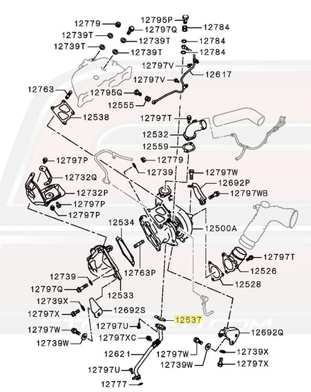 Evo X Turbo Oil Return Line Gasket Diagram