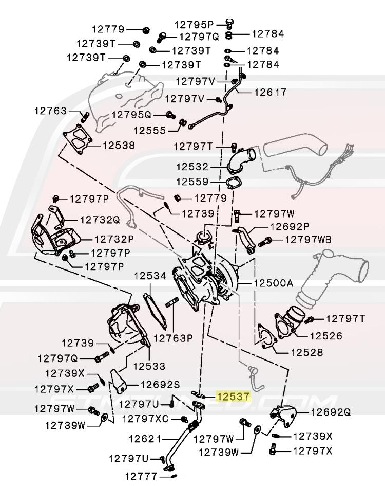 Evo X Turbo Oil Return Line Gasket Diagram