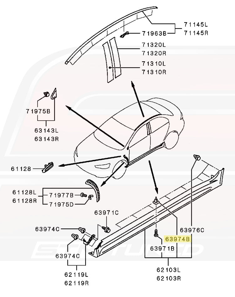 Mitsubishi OEM Side Skirt Clip for Evo X (MR280579)