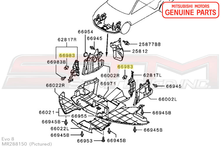 MR288150 Mitsubishi Engine Splash Shield Clips (MR288150) - Evo 8/9