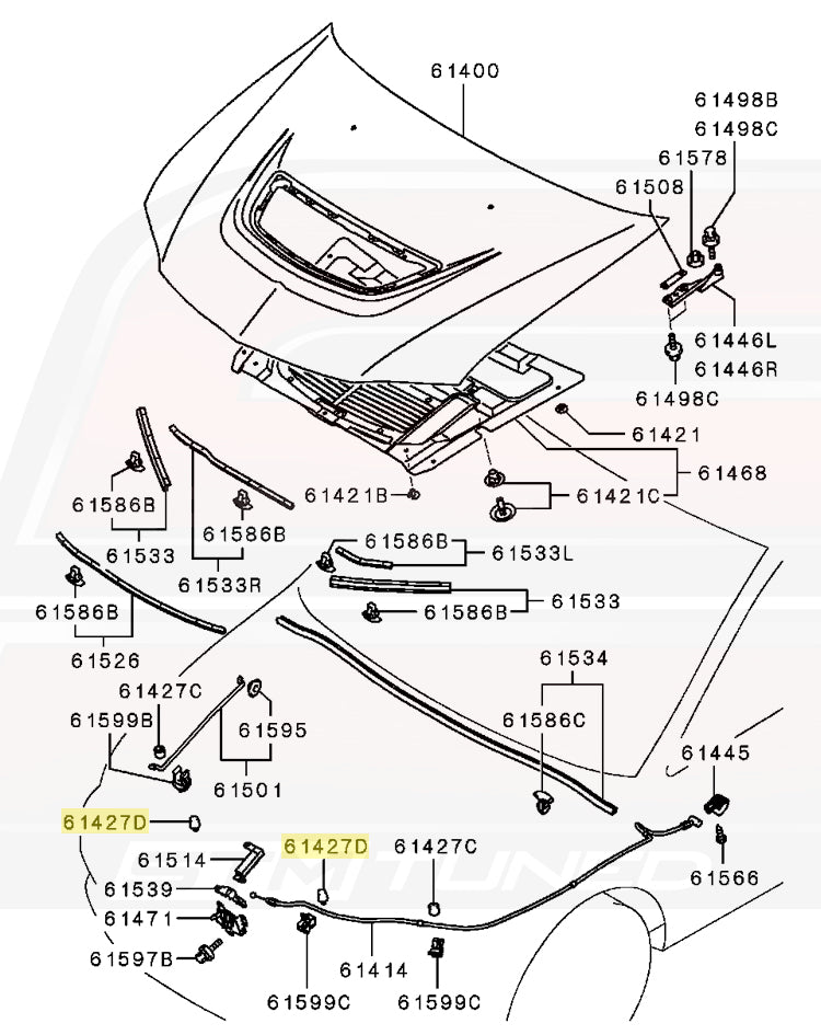 Mitsubishi OEM Hood Damper for Evo 7/8/9 (MR288769)