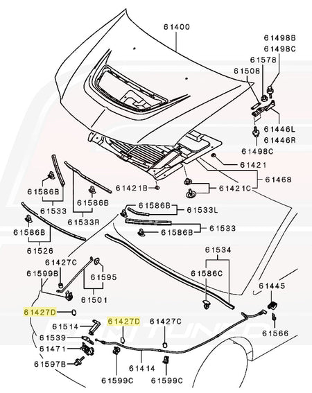 Mitsubishi OEM Hood Damper for Evo 7/8/9 (MR288769)