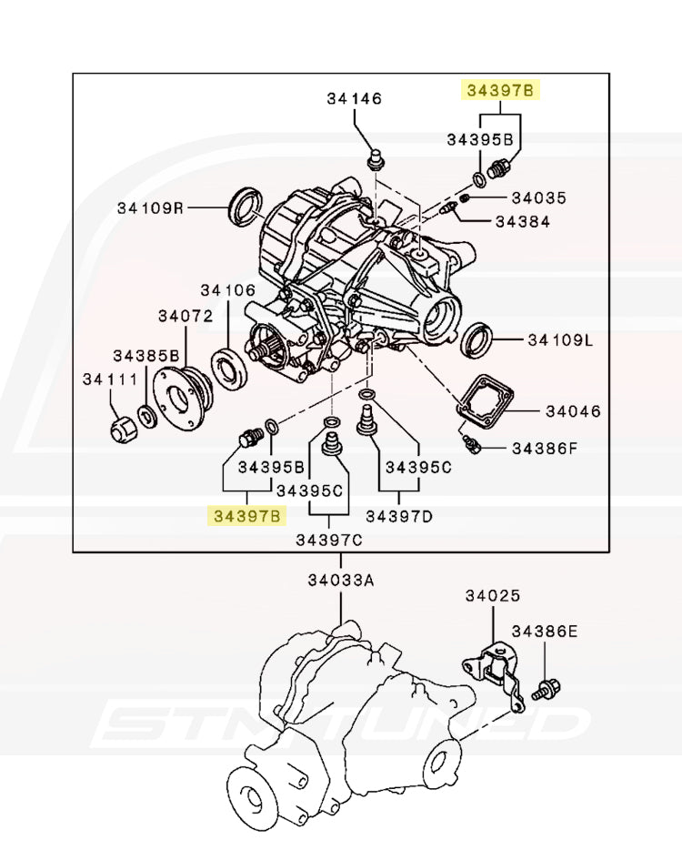 MR325595 OEM Evo X Rear Diff Fill Plug Diagram