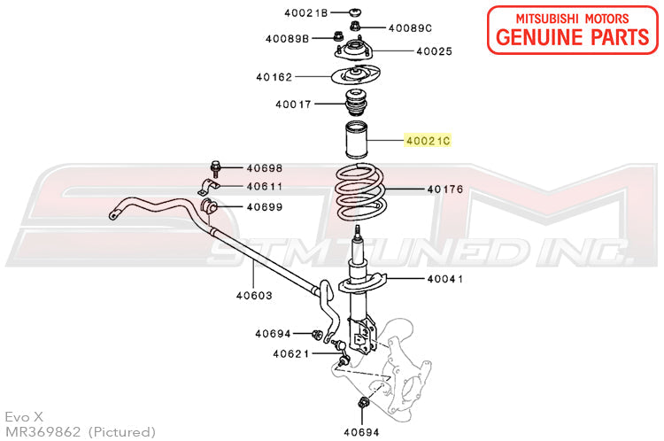 MR369862 Mitsubishi Front Suspension Strut Cover - Evo 7/8/9/X