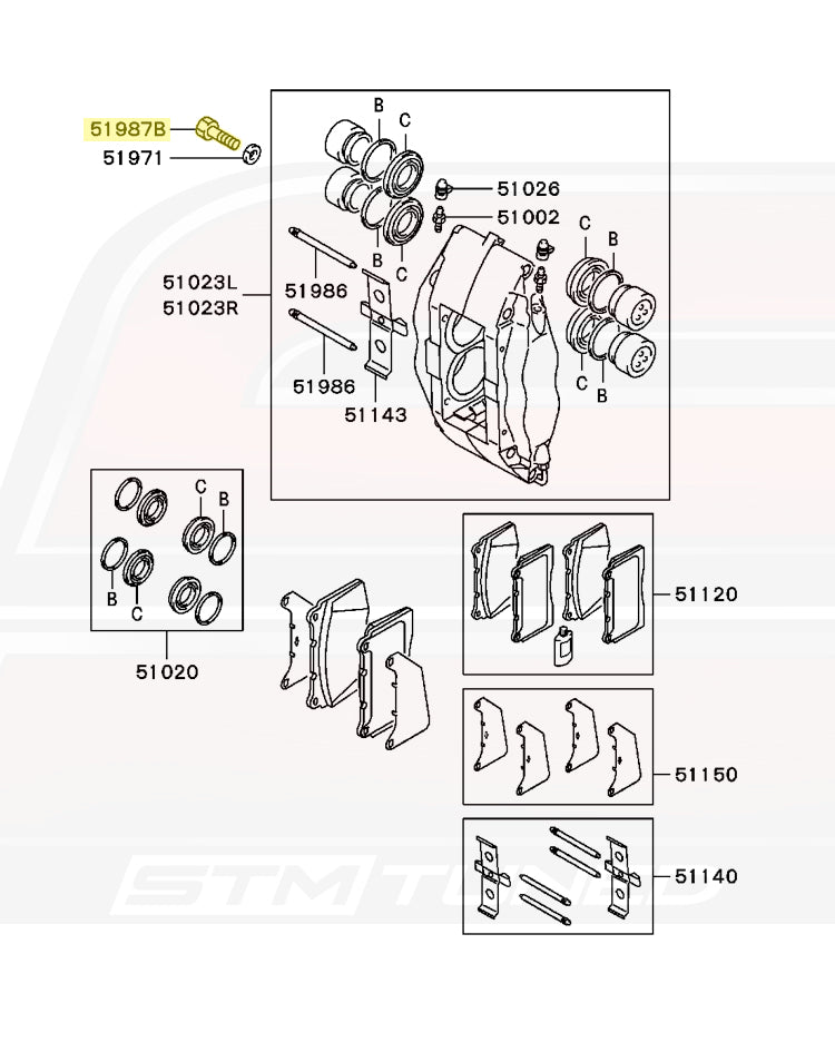 Mitsubishi OEM Brembo Caliper Front Bolt for Evo 7/8/9 (MR370729)