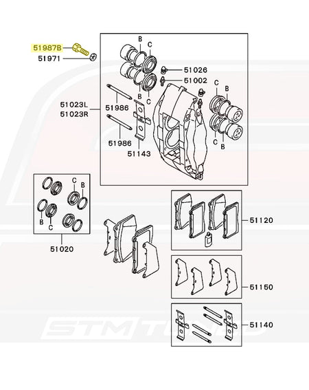 Mitsubishi OEM Brembo Caliper Front Bolt for Evo 7/8/9 (MR370729)