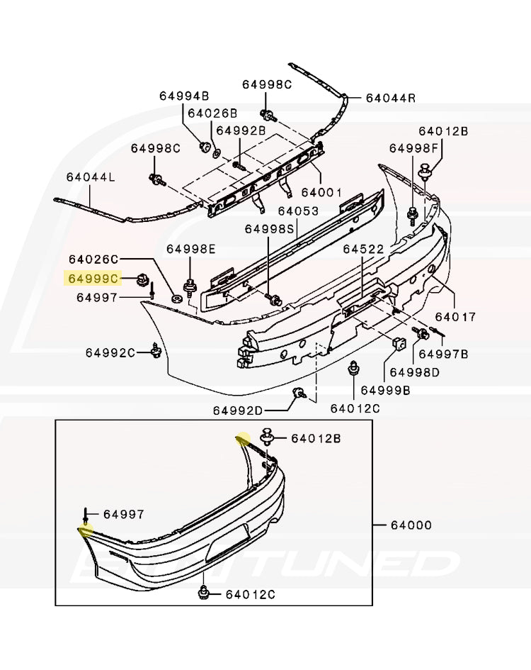 Evo 7/8/9 Rear Bumper Retaining Clip Diagram