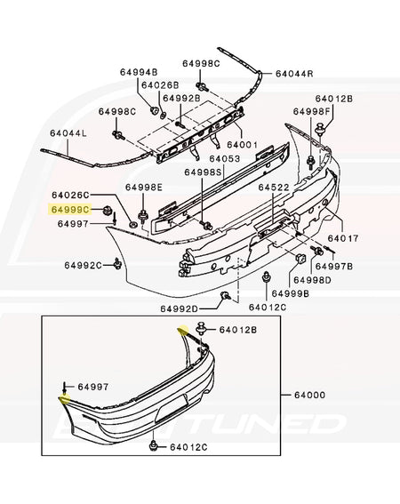 Evo 7/8/9 Rear Bumper Retaining Clip Diagram