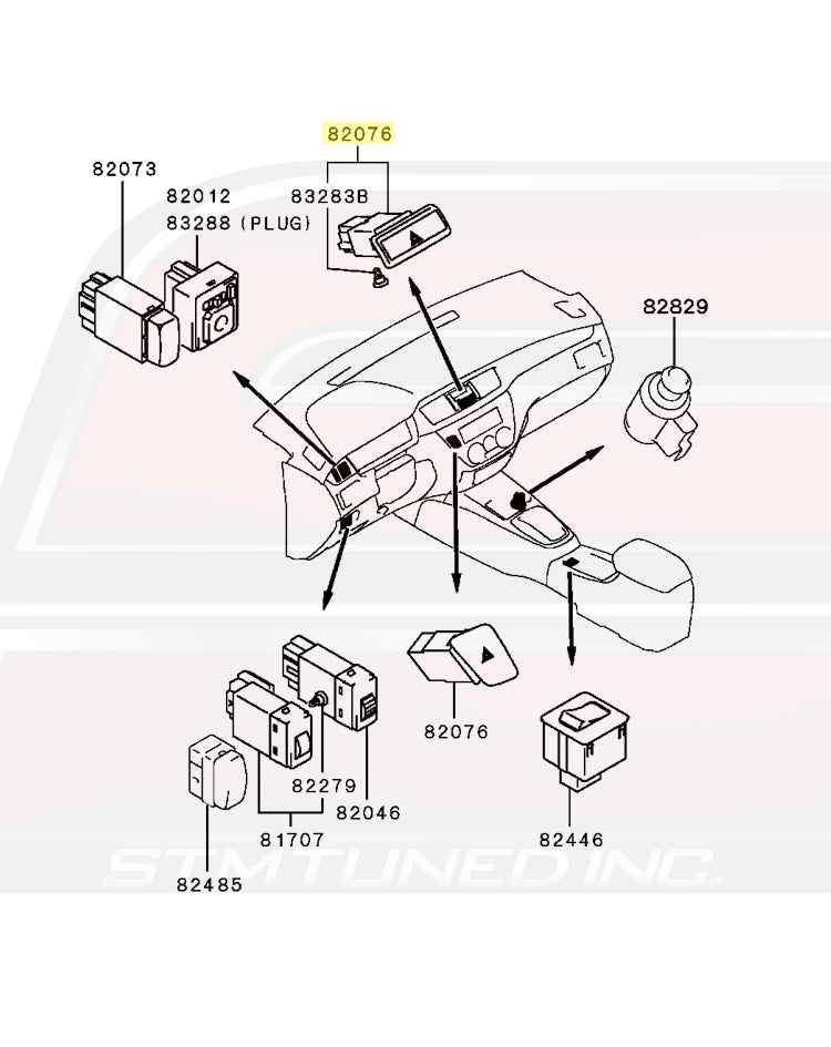 Mitsubishi OEM Hazard Switch Diagram for Evo 7/8/9