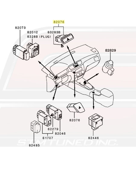 Mitsubishi OEM Hazard Switch Diagram for Evo 7/8/9