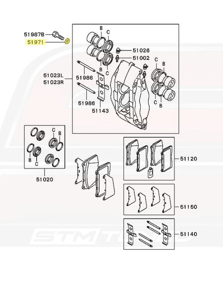 Mitsubishi OEM Brembo Caliper Front Bolt Washer for Evo 7/8/9 (MR407072)