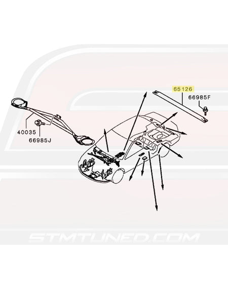 Mitsubishi Evo 8/9 RS Trunk Crossmember Bar Diagram