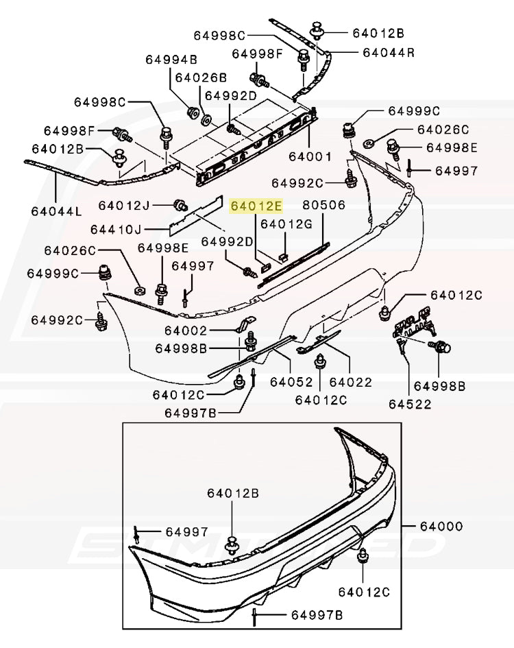 Mitsubishi OEM Clip for Evo 9 JDM Rear Bumper (MR415259)